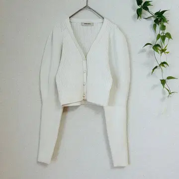 새상품급! COCO DEAL [ M ] 크롭 V넥 리브 니트 가디건