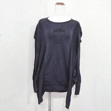 PICONE 자수 모티브 니트 풀오버 차콜 그레이 (40)