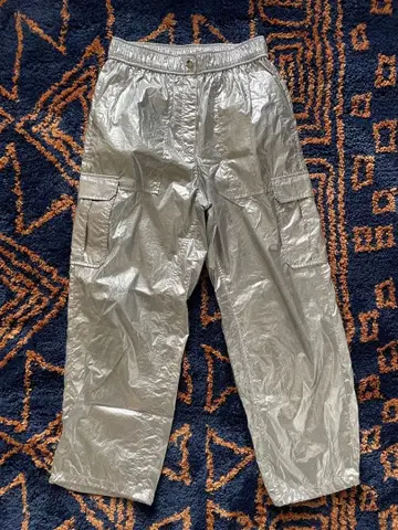 SELENA HELIOS 메탈릭 카고 팬츠 실버