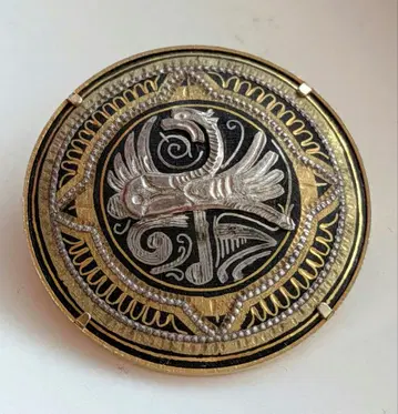 스페인 상감 세공 Goyescas 드래곤 새 모티브 브로치