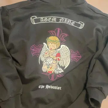 AGAIN NINE 후드 부착 후드티 블랙