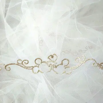 미라코스타 미키 베일 롱 골드 라메 웨딩