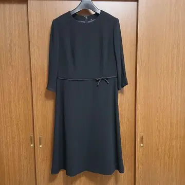 상복 예복 빅 사이즈 허리 리본 포함 블랙 A라인 원피스 15호