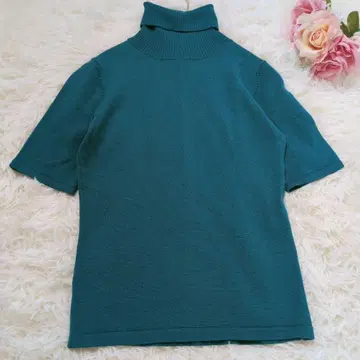 NATURAL BEAUTY BASIC 모 하이넥 니트 블루그린 M