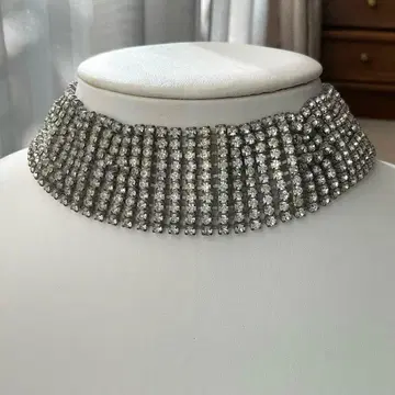 큐빅 목걸이 초커 사교 밸리댄스 실버