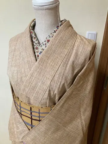 엔슈 목화 기모노 단의 넓은 카라 시치츠키