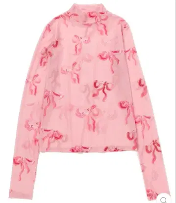 PINK BASE RIBBON SEE-THROUGH TOPS