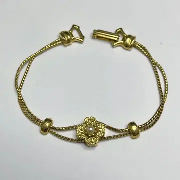 빈티지 GOLDETTE 골드 팔찌 싱글 볼 펄 장식