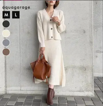 aquagarage 니트 스커트 셋업 M 브라운