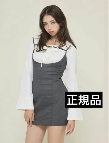 andmary Betty layered check dress gray