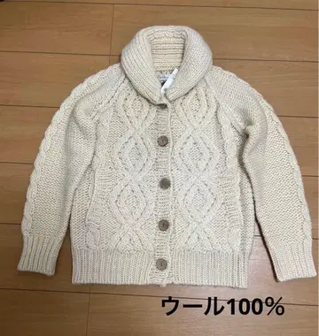 아란 니트 케이블 짜임 가디건 울 100%