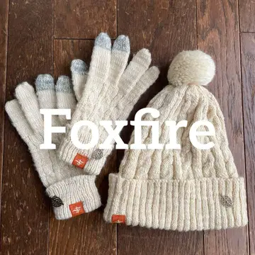 Foxfire 아이보리 니트 모자 장갑 세트
