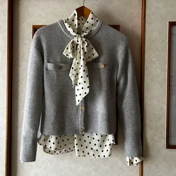 PLST 가디건 엑스트라 파인 울 크루 가디건 그레이 (세탁 가능)