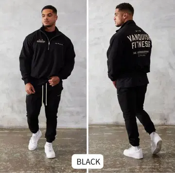 Vanquish Fitness 하프 지퍼 의류 블랙