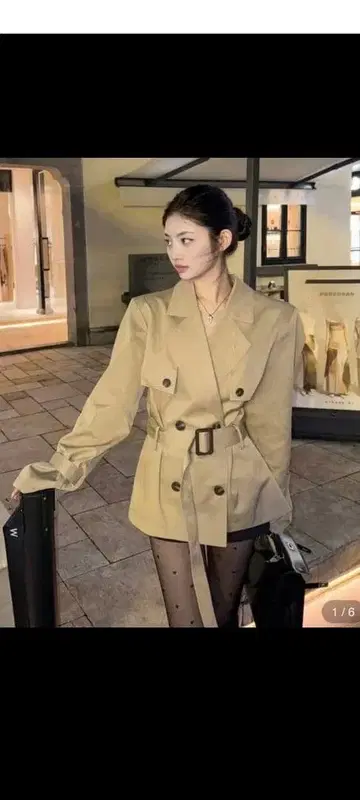 shein 쉬인 베이지 트렌치코트 벨트 포함 미들 기장 VERY