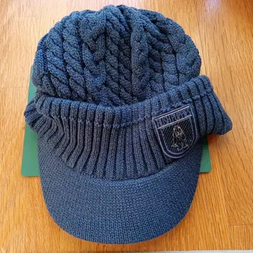 다크 블루 케이블 짜임 니트 모자
