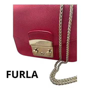 새상품급 FURLA 훌라 메트로폴리스 레드/골드 체인 숄더
