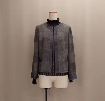 기모노 리메이크 배색 절개 노카라 자켓