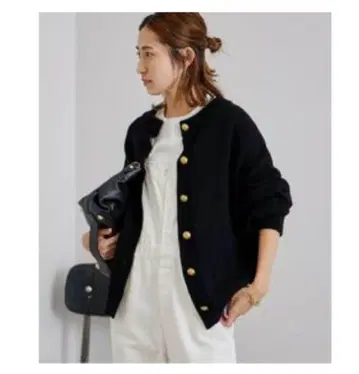 22AW 프레임워크 2WAY 골드 버튼 가디건 블랙 메탈 버튼