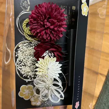 일본풍 머리 장식 꽃 장식 빨간색 화이트