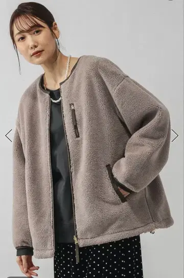 GLOBAL WORK 리버서블 보아 블루종 브라운 아우터