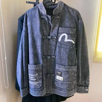 EVISU 다크 그레이 데님 자켓