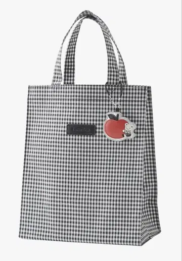 파밀리아 체크 무늬 토트백 애플 참 포함