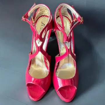 감상용 Itarianheels 핑크 페이턴트 오픈토 하이힐