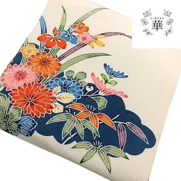 1330 화 나고야 오비 형염 꽃 크레이프 원단 베이지