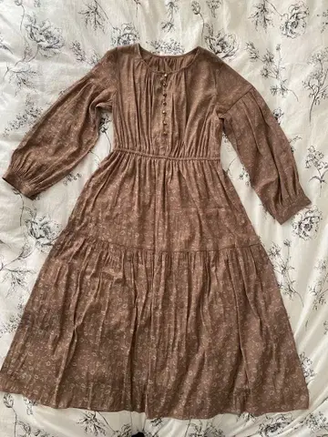 anysis 롱 원피스 긴팔 꽃무늬 더스티 핑크