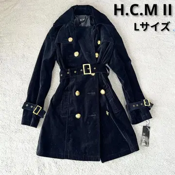 L 사이즈 H.C.M II 블랙 트렌치코트 벨트 포함 겨울 의류