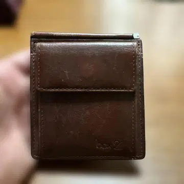 bpx21 브라운 가죽 접이식 지갑 머니클립 포함