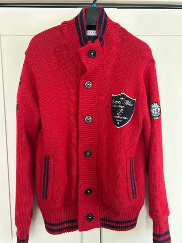 Capri blue 빨간색 니트 가디건