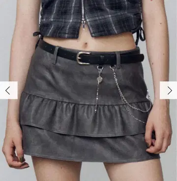 EMODA 티어드 프릴 미니 스커트 그레이 S