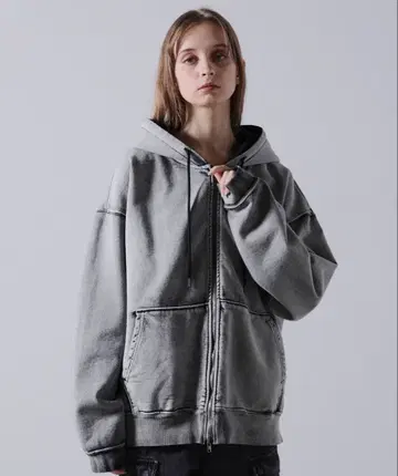 [ CLEL ] 헤비웨이트 로고 자수 풀 집업 후드티