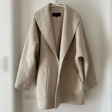 베이지 울 혼방 오픈 프론트 코트