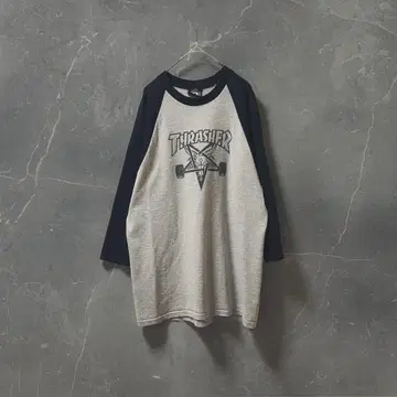 THRASHER 바포멧 래글런 7부 소매 T셔츠 온두라스 제