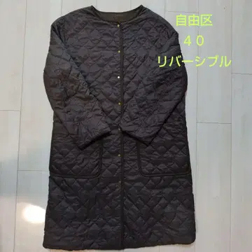 다크 브라운 퀼팅 자켓 롱 기장