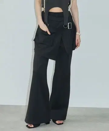 비올레타 레이어드 릴랙스 팬츠 블랙 S