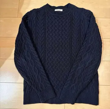 UNITED ARROWS 네이비 케이블 짜임 니트 S 사이즈