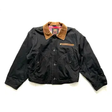 90s 크롭 자켓 안감 체크 옷깃 코듀로이 MACHOPE