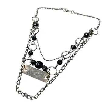 Jean Paul GAULTIER/3연 목걸이/로고 도그택/오닉스