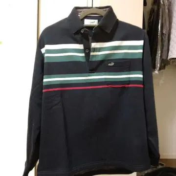 Crocodile 네이비 스트라이프 피케 셔츠