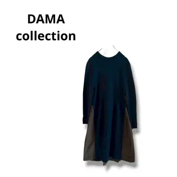 [다마 컬렉션] 원피스 무릎 기장 귀여운 성인 플레어 네이비 S