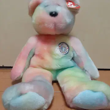 레어 2000년 Ty 비니 베이비즈 벌스데이 봉제 인형 마블 베어