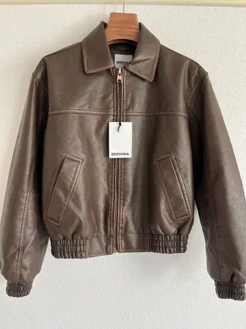 BERSHKA 브라운 가죽 자켓 S