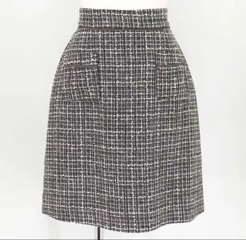 레스 빠세 트위드 스커트 사다리꼴 스커트 38 사이즈