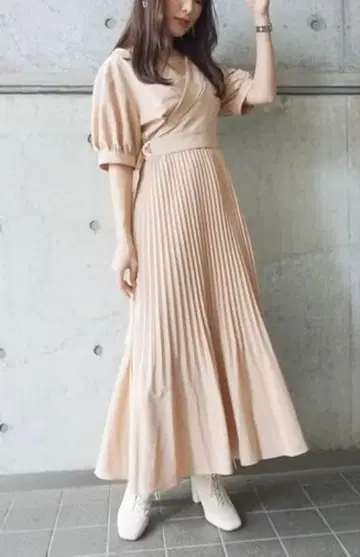 MERCURYDUO 오픈 카라 카슈쿨 셔츠 원피스 베이지 M