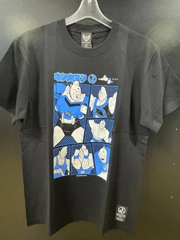 근육맨 코스튬 T셔츠 M 사이즈 블랙 x 블루