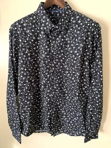 JONATHAN ADAMS 다크 네이비 꽃무늬 긴팔 셔츠 XL